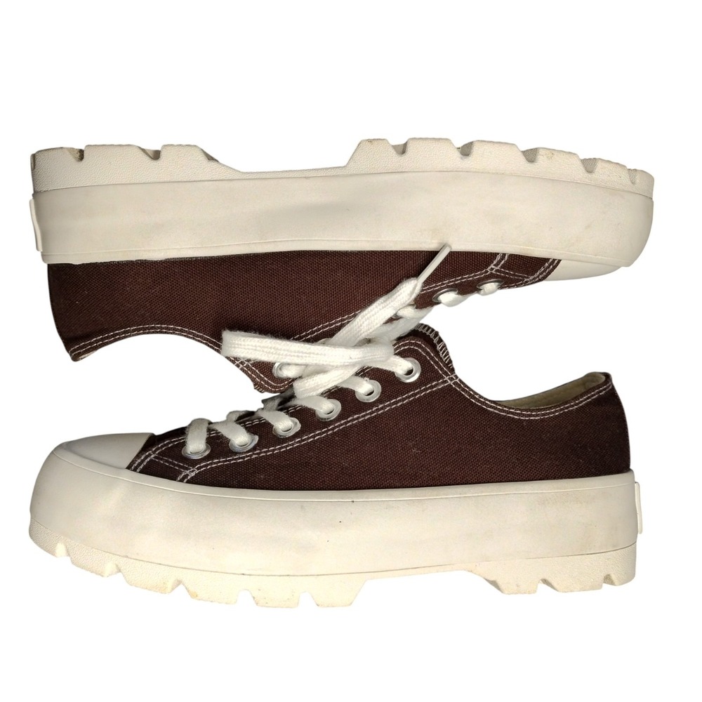 Cushionaire Vasco Platform‎ Sneakers Womens 8M Brown White Upper Fabric Lace Up